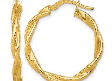 14k Polished Twisted 2.75 x Tube Hoop Earrings, 26 x 2.75mm