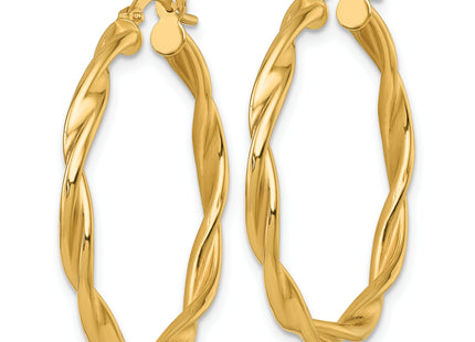 14k Polished Twisted 2.75 x Tube Hoop Earrings, 32 x 2.75mm