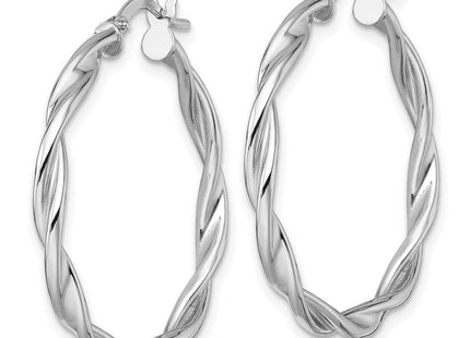 14k White Gold Polished Twisted 2.75 x Tube Hoop Earrings (Style TF2431W)