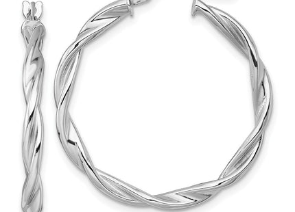 14k White Gold Polished Twisted 2.75 x Tube Hoop Earrings (Style TF2431W)