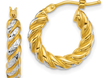 14k Yellow & Rhodium Earrings Style TF2438 - Classique Jewelry Inc.