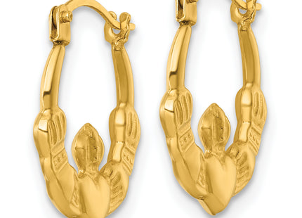 14k Polished Claddagh Hollow Hoop Earrings, 16.5 x 2.25mm