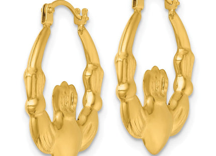 14k Polished Claddagh Hollow Hoop Earrings (Style TF2447)