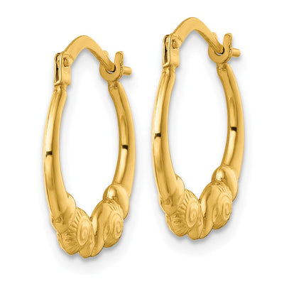 14K Polished Rams Head Hollow Hoop Earrings