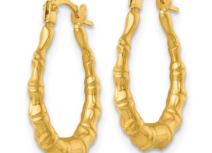 14k Polished Bamboo Hollow Hoop Earrings (Style TF2453)