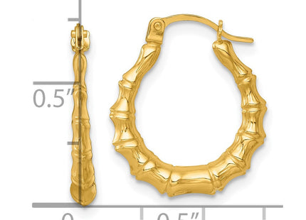 14k Polished Bamboo Hollow Hoop Earrings (Style TF2453)
