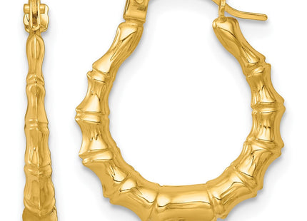 14k Polished Bamboo Hollow Hoop Earrings (Style TF2453)