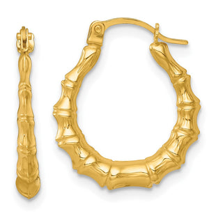 14k Polished Bamboo Hollow Hoop Earrings (Style TF2453)