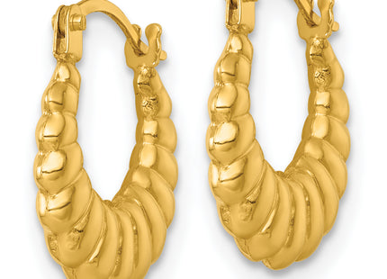 14k Polished Scalloped Hollow Hoop Earrings