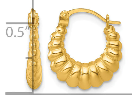 14k Polished Scalloped Hollow Hoop Earrings