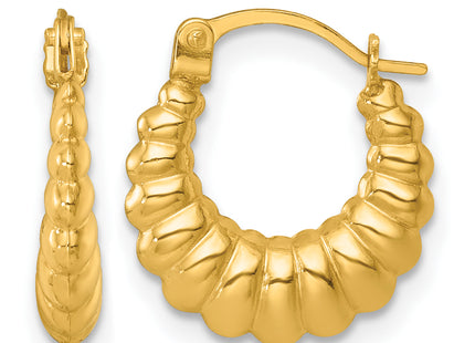 14k Polished Scalloped Hollow Hoop Earrings