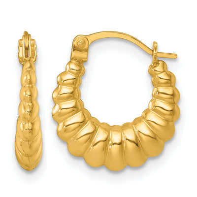 14K Polished Scalloped Hollow Hoop Earrings