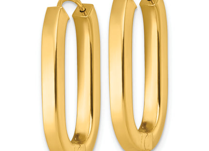 14k Polished Oval Square Tube Hinged Hoop Earrings