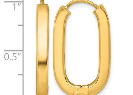 14k Polished Oval Square Tube Hinged Hoop Earrings