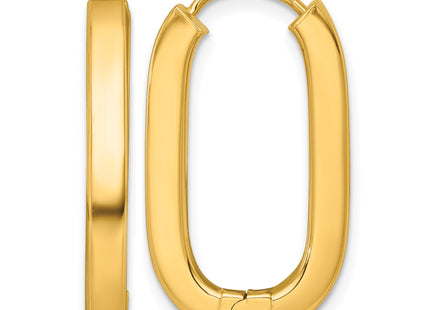 14k Polished Oval Square Tube Hinged Hoop Earrings