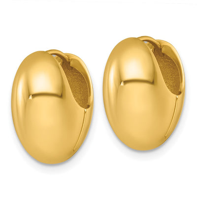 14K Polished Puffed Oval Hinged Hoop Earrings