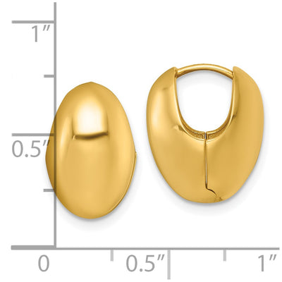 14K Polished Puffed Oval Hinged Hoop Earrings