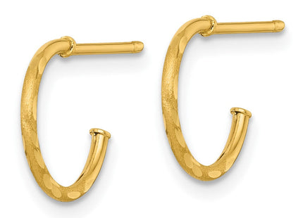 14k Polished 1.2 x Diamond-cut Solid C-Hoop Post Earrings (Style TF2475)