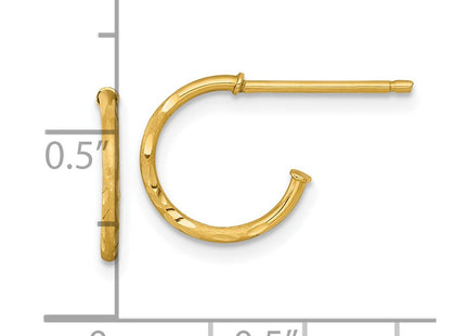 14k Polished 1.2 x Diamond-cut Solid C-Hoop Post Earrings (Style TF2475)