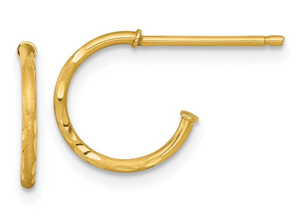 14k Polished 1.2 x Diamond-cut Solid C-Hoop Post Earrings (Style TF2475)