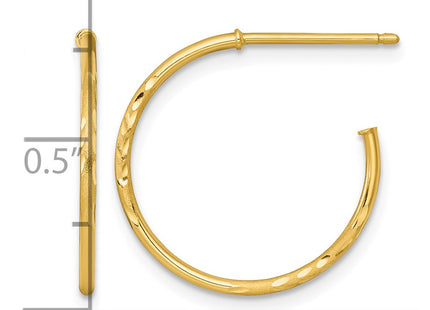 14K gold hoop earrings, another view
