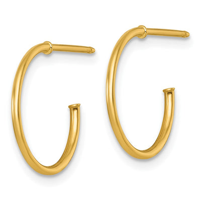 14K Polished 1.2 x Solid C-Hoop Post Earrings, 16 x 1.2mm