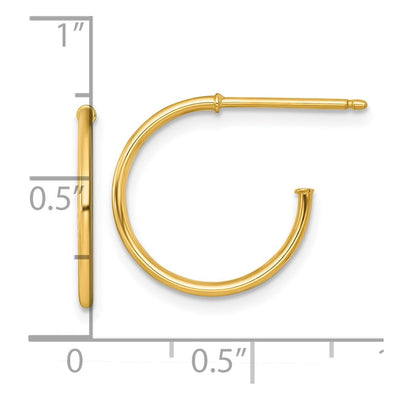 14K Polished 1.2 x Solid C-Hoop Post Earrings, 16 x 1.2mm