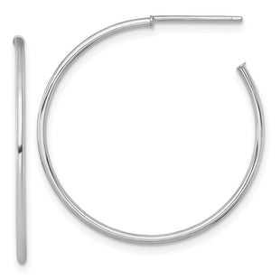 14k White Gold Polished 1.2 x Solid C-Hoop Post Earrings (Style TF2484W)