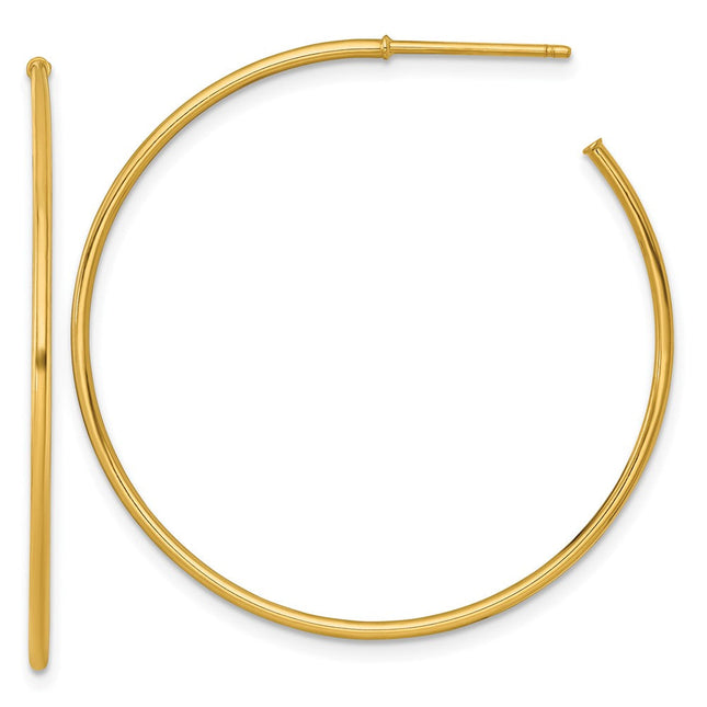 14k Polished 1.2 x Solid C-Hoop Post Earrings, 40 x 1.2mm