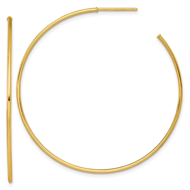 14k Polished 1.2 x Solid C-Hoop Post Earrings, 50 x 1.2mm