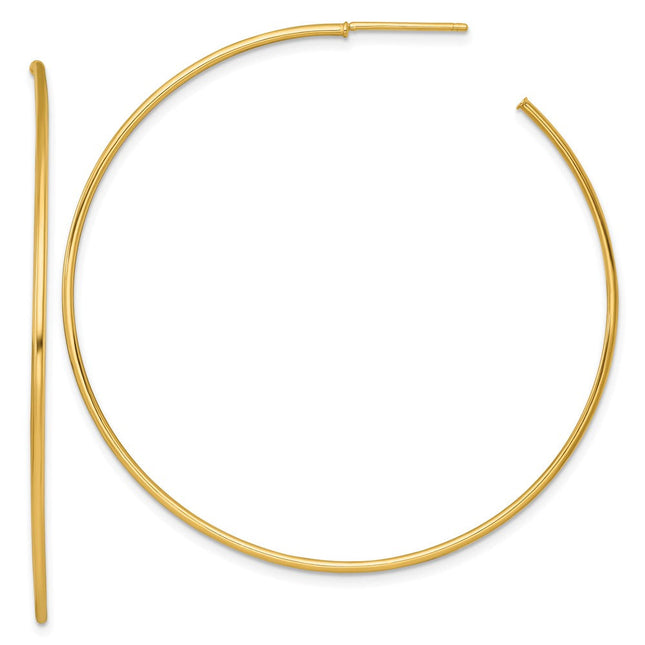 14k Polished 1.2 x Solid C-Hoop Post Earrings, 55 x 1.2mm