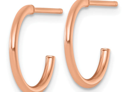 14K rose gold hoop earrings, alternate view