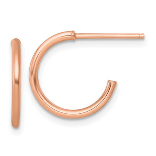 14k Rose Gold Polished 1.5 x Solid C-Hoop Post Earrings (Style TF2492R)