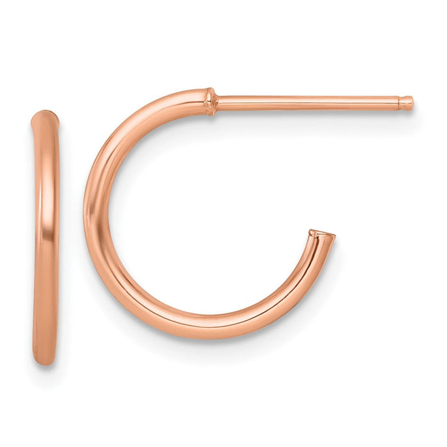 14k Rose Gold Polished 1.5 x Solid C-Hoop Post Earrings, 16 x 1.5mm