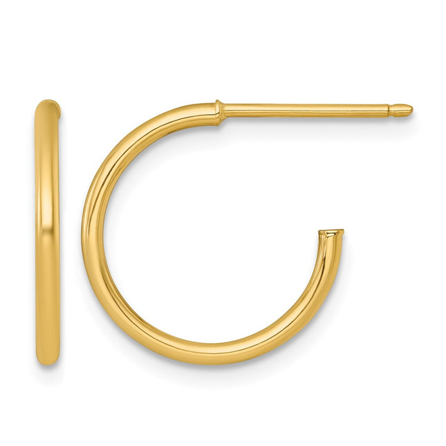 14k Polished 1.5 x Solid C-Hoop Post Earrings, 16 x 1.5mm