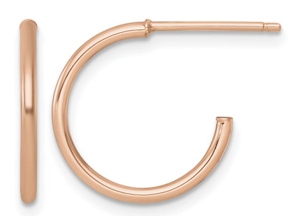 14k Rose Gold Polished 1.5 x Solid C-Hoop Post Earrings, 16 x 1.5mm