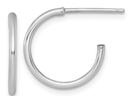 14k White Gold Polished 1.5 x Solid C-Hoop Post Earrings (Style TF2493W)