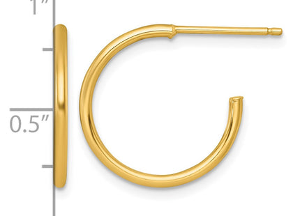 14K gold hoop earrings, another view