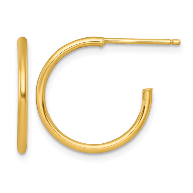 14k Polished 1.5 x Solid C-Hoop Post Earrings, 18 x 1.5mm
