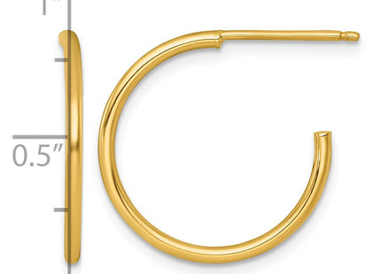 14K gold hoop earrings, another view