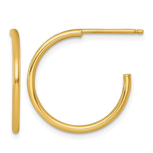 14k Polished 1.5 x Solid C-Hoop Post Earrings, 20 x 1.5mm