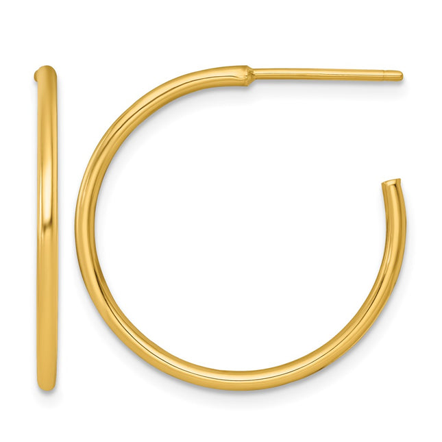 14k Polished 1.5 x Solid C-Hoop Post Earrings, 25 x 1.5mm