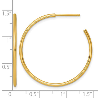 14K Polished 1.5 x Solid C-Hoop Post Earrings, 35 x 1.5mm