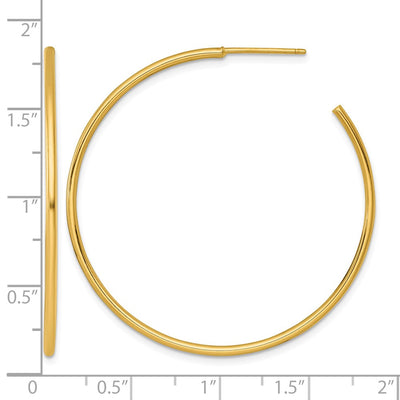 14K Polished 1.5 x Solid C-Hoop Post Earrings, 45 x 1.5mm