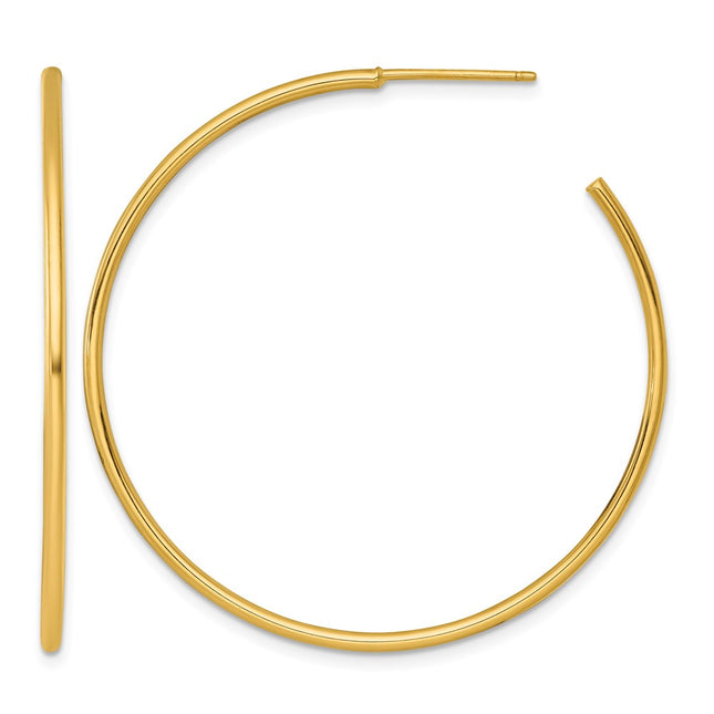 14k Polished 1.5 x Solid C-Hoop Post Earrings, 45 x 1.5mm