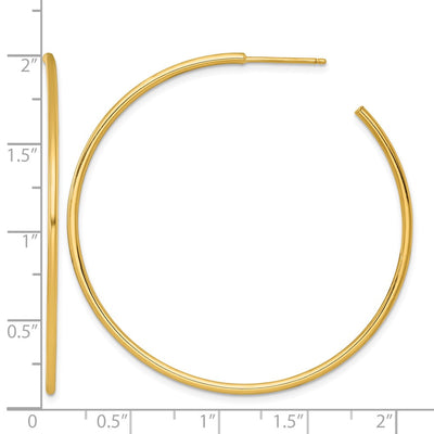 14K Polished 1.5 x Solid C-Hoop Post Earrings, 50 x 1.5mm