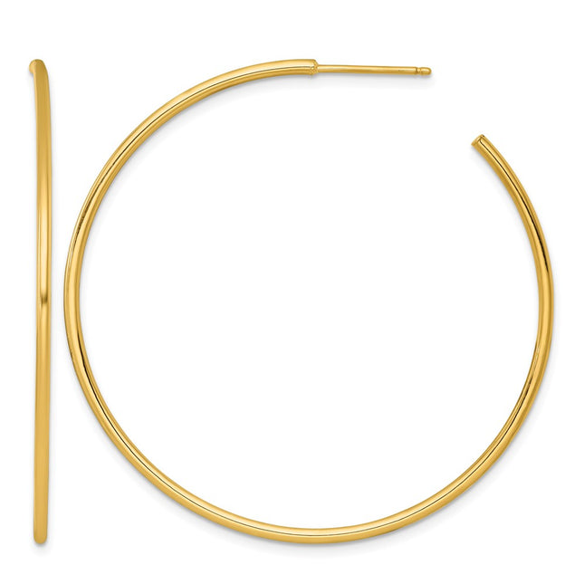 14k Polished 1.5 x Solid C-Hoop Post Earrings, 50 x 1.5mm