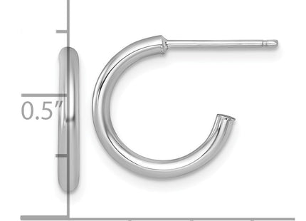 14k White Gold Polished 2.0 x Tube C-Hoop Post Earrings (Style TF2502W)