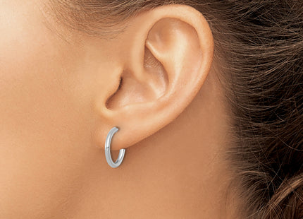 14k White Gold Polished 2.0 x Tube C-Hoop Post Earrings, 15 x 2mm