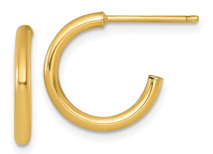 14k Polished 2.0 x Tube C-Hoop Post Earrings (Style TF2502)